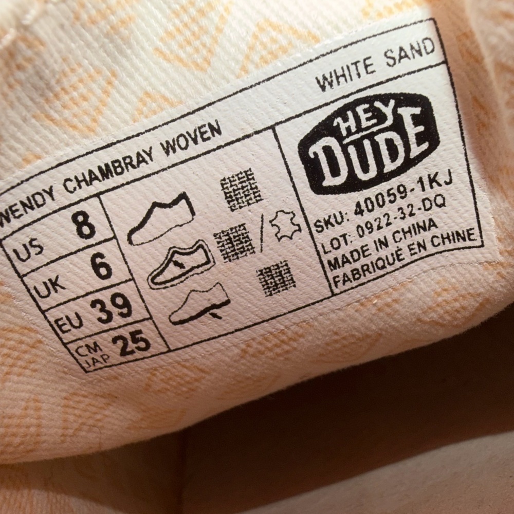 NWT Hey Dude Wendy Chambray Woven | White Sand - Picture 10 of 10